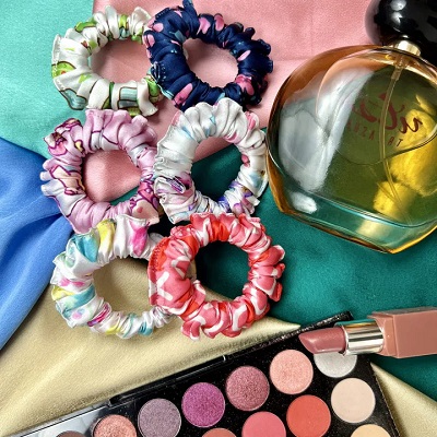 Printed Satin Scrunchies
